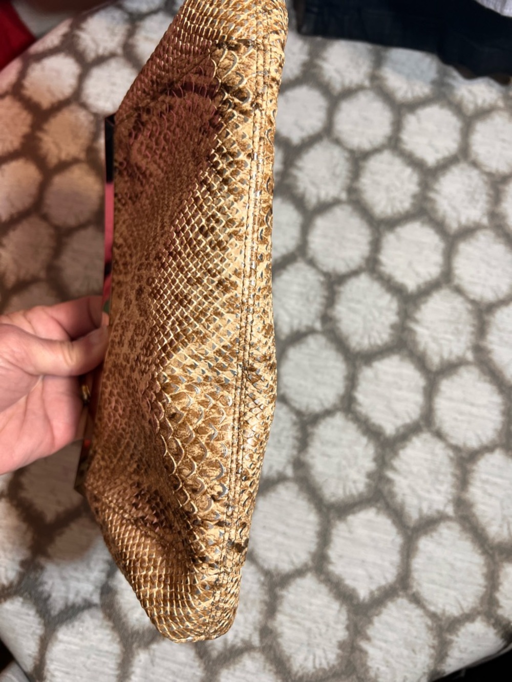 Metallic Gold Python-Texture Evening Shoulder Bag - Picture 7 of 8
